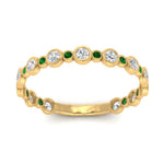 Load image into Gallery viewer, alternating-bezel-set-round-diamond-wedding-band-with-emerald-in-yellow-gold-FD65654BGEMGR-NL-YG.jpg
