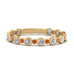 Load image into Gallery viewer, alternating-bezel-set-round-diamond-wedding-band-with-orange-sapphire-in-yellow-gold-FD65654BGSAOR-NL-YG.jpg
