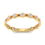 Load image into Gallery viewer, alternating-bezel-set-round-diamond-wedding-band-with-orange-sapphire-in-yellow-gold-FD65654BGSAOR-NL-YG.jpg
