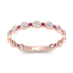 Load image into Gallery viewer, alternating-bezel-set-round-diamond-wedding-band-with-pink-sapphire-in-rose-gold-FD65654BGSADRPI-NL-RG.jpg

