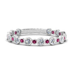 Load image into Gallery viewer, alternating-bezel-set-round-diamond-wedding-band-with-pink-sapphire-in-white-gold-FD65654BGSADRPI-NL-WG.jpg
