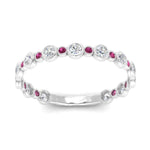Load image into Gallery viewer, alternating-bezel-set-round-diamond-wedding-band-with-pink-sapphire-in-white-gold-FD65654BGSADRPI-NL-WG.jpg
