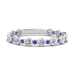 Load image into Gallery viewer, alternating-bezel-set-round-diamond-wedding-band-with-purple-topaz-in-white-gold-FD65654BGVITO-NL-WG.jpg
