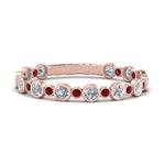 Load image into Gallery viewer, alternating-bezel-set-round-diamond-wedding-band-with-ruby-in-rose-gold-FD65654BGRUDR-NL-RG.jpg
