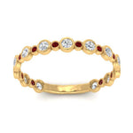 Load image into Gallery viewer, alternating-bezel-set-round-diamond-wedding-band-with-ruby-in-yellow-gold-FD65654BGRUDR-NL-YG.jpg
