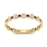 Load image into Gallery viewer, alternating-bezel-set-round-diamond-wedding-band-with-sapphire-in-yellow-gold-FD65654BGSABL-NL-YG.jpg
