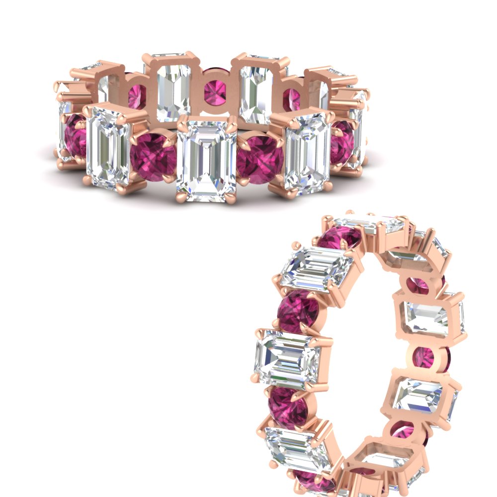 Alternating Diamond Eternity Wedding Band 4 Carat