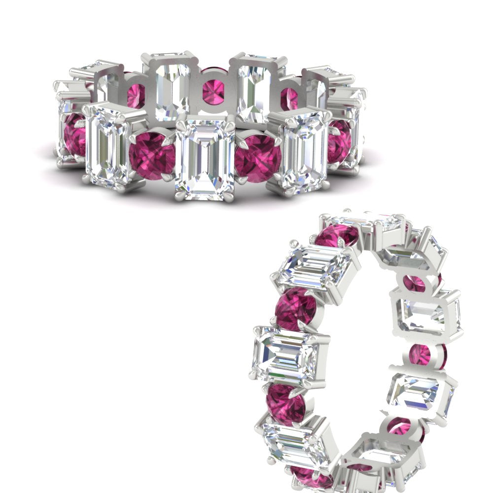 Alternating Diamond Eternity Wedding Band 4 Carat