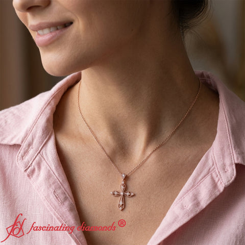 antique-delicate-cross-necklace-in-rose-gold-FDPD10877