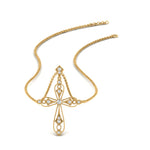 Load image into Gallery viewer, antique-delicate-cross-necklace-in-yellow-gold-FDPD10877-NL-YG
