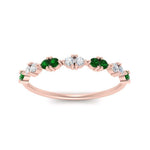 Load image into Gallery viewer, antique-delicate-diamond-wedding-band-with-emerald-in-rose-gold-FDEWB122534BGEMGR-NL-RG.jpg
