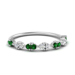 Load image into Gallery viewer, antique-delicate-diamond-wedding-band-with-emerald-in-white-gold-FDEWB122534BGEMGR-NL-WG.jpg
