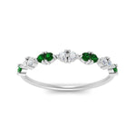 Load image into Gallery viewer, antique-delicate-diamond-wedding-band-with-emerald-in-white-gold-FDEWB122534BGEMGR-NL-WG.jpg
