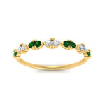 Load image into Gallery viewer, antique-delicate-diamond-wedding-band-with-emerald-in-yellow-gold-FDEWB122534BGEMGR-NL-YG.jpg
