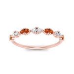 Load image into Gallery viewer, antique-delicate-diamond-wedding-band-with-orange-sapphire-in-rose-gold-FDEWB122534BGSAOR-NL-RG.jpg
