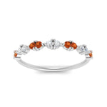 Load image into Gallery viewer, antique-delicate-diamond-wedding-band-with-orange-sapphire-in-white-gold-FDEWB122534BGSAOR-NL-WG.jpg
