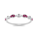 Load image into Gallery viewer, antique-delicate-diamond-wedding-band-with-pink-sapphire-in-white-gold-FDEWB122534BGSADRPI-NL-WG.jpg
