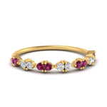 Load image into Gallery viewer, antique-delicate-diamond-wedding-band-with-pink-sapphire-in-yellow-gold-FDEWB122534BGSADRPI-NL-YG.jpg
