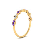 Load image into Gallery viewer, antique-delicate-diamond-wedding-band-with-purple-topaz-in-yellow-gold-FDEWB122534BGVITO-NL-YG.jpg
