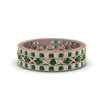 Load image into Gallery viewer, antique-diamond-stackable-band-with-emerald-in-rose-gold-FD9117ROGEMGRANGLE3-NL-RG.jpg
