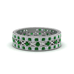 Load image into Gallery viewer, antique-diamond-stackable-band-with-emerald-in-white-gold-FD9117ROGEMGRANGLE3-NL-WG.jpg
