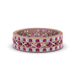 Load image into Gallery viewer, antique-diamond-stackable-band-with-pink-sapphire-in-rose-gold-FD9117ROGSADRPIANGLE3-NL-RG.jpg
