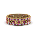 Load image into Gallery viewer, antique-diamond-stackable-band-with-pink-sapphire-in-yellow-gold-FD9117ROGSADRPIANGLE3-NL-YG.jpg
