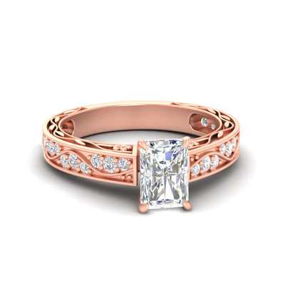 Antique Inspired Filigree Radiant Diamond Ring
