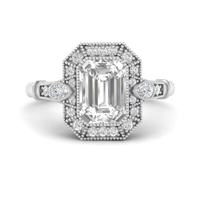 Art Deco Emerald Cut Engagement Ring