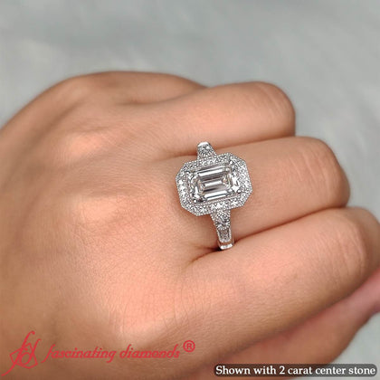 Art Deco Emerald Cut Engagement Ring
