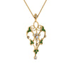Load image into Gallery viewer, art-deco-filigree-diamond-necklace-with-emerald-in-FDPD8600GEMGRANGLE2-NL-YG