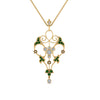 Load image into Gallery viewer, art-deco-filigree-diamond-necklace-with-emerald-in-FDPD8600GEMGRANGLE2-NL-YG