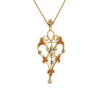 Load image into Gallery viewer, art-deco-filigree-diamond-necklace-with-orange-sapphire-in-FDPD8600GSAORANGLE2-NL-YG