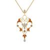 Load image into Gallery viewer, art-deco-filigree-diamond-necklace-with-orange-sapphire-in-FDPD8600GSAORANGLE2-NL-YG