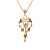 Load image into Gallery viewer, art-deco-filigree-diamond-necklace-with-pink-sapphire-in-FDPD8600GSADRPIANGLE2-NL-YG