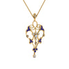Load image into Gallery viewer, art-deco-filigree-diamond-necklace-with-sapphire-in-FDPD8600GSABLANGLE2-NL-YG