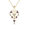 Load image into Gallery viewer, art-deco-filigree-diamond-necklace-with-sapphire-in-FDPD8600GSABLANGLE2-NL-YG