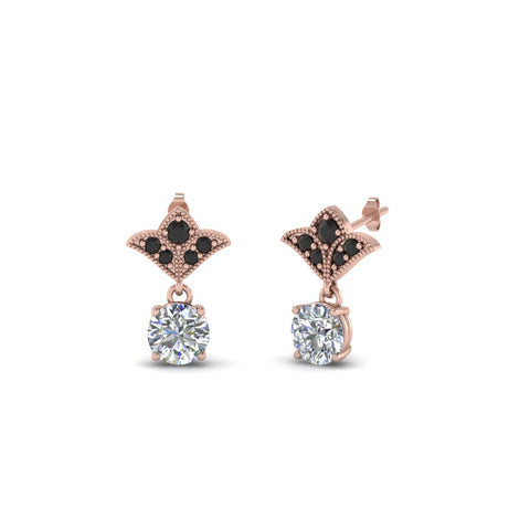 art-deco-inspired-round-drop-earring-black-diamond-in-14K-rose-gold-FDEAR8425-0.25CTGBLACK-NL-RG