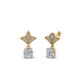 Art Deco Inspired Round Drop Earring Half Carat