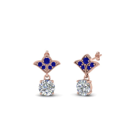 art-deco-inspired-round-drop-earring-with-blue-sapphire-in-14K-rose-gold-FDEAR8425-0.25CTGSABL-NL-RG