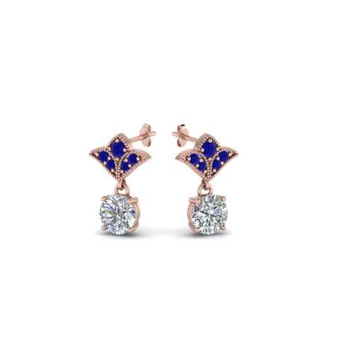 art-deco-inspired-round-drop-earring-with-blue-sapphire-in-14K-rose-gold-FDEAR8425-0.25CTGSABL-NL-RG