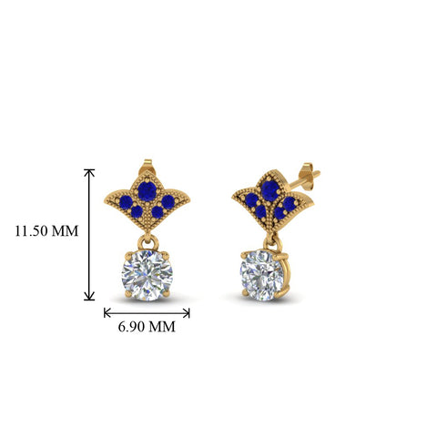 art-deco-inspired-round-drop-earring-with-blue-sapphire-in-14K-yellow-gold-FDEAR8425-0.25CTGSABL-NL-YG