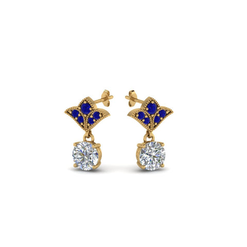 art-deco-inspired-round-drop-earring-with-blue-sapphire-in-14K-yellow-gold-FDEAR8425-0.25CTGSABL-NL-YG