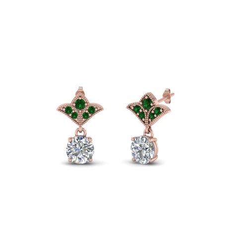 art-deco-inspired-round-drop-earring-with-emerald-in-14K-rose-gold-FDEAR8425-0.25CTGEMGR-NL-RG