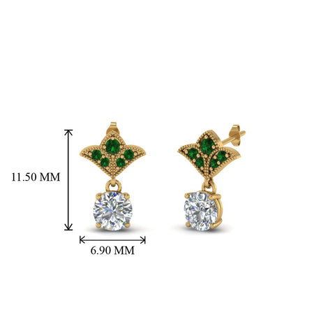 art-deco-inspired-round-drop-earring-with-emerald-in-14K-yellow-gold-FDEAR8425-0.25CTGEMGR-NL-YG