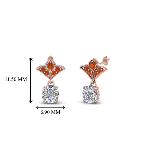 art-deco-inspired-round-drop-earring-with-orange-sapphire-in-14K-rose-gold-FDEAR8425-0.25CTGSAOR-NL-RG