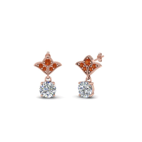 art-deco-inspired-round-drop-earring-with-orange-sapphire-in-14K-rose-gold-FDEAR8425-0.25CTGSAOR-NL-RG