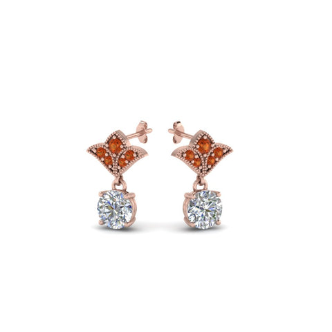 art-deco-inspired-round-drop-earring-with-orange-sapphire-in-14K-rose-gold-FDEAR8425-0.25CTGSAOR-NL-RG