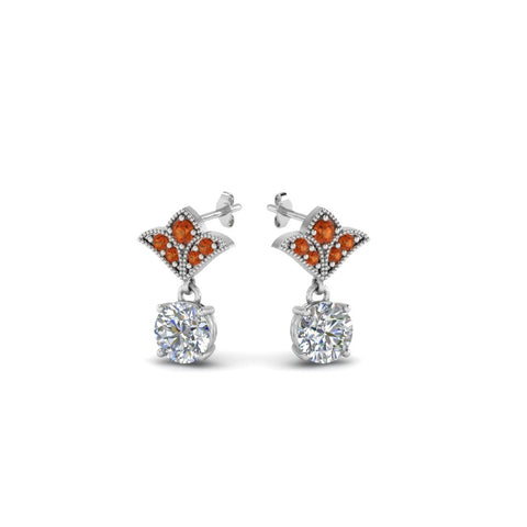 art-deco-inspired-round-drop-earring-with-orange-sapphire-in-14K-white-gold-FDEAR8425-0.25CTGSAOR-NL-WG