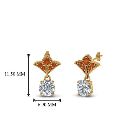 art-deco-inspired-round-drop-earring-with-orange-sapphire-in-14K-yellow-gold-FDEAR8425-0.25CTGSAOR-NL-YG